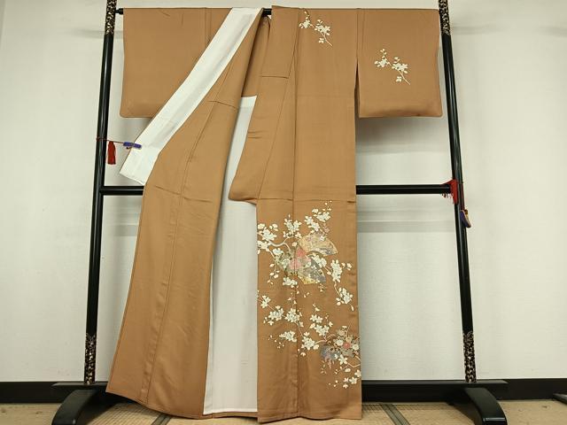 平和屋着物▽訪問着 単衣 地紙花文 金彩 正絹 逸品 AABI6969jh