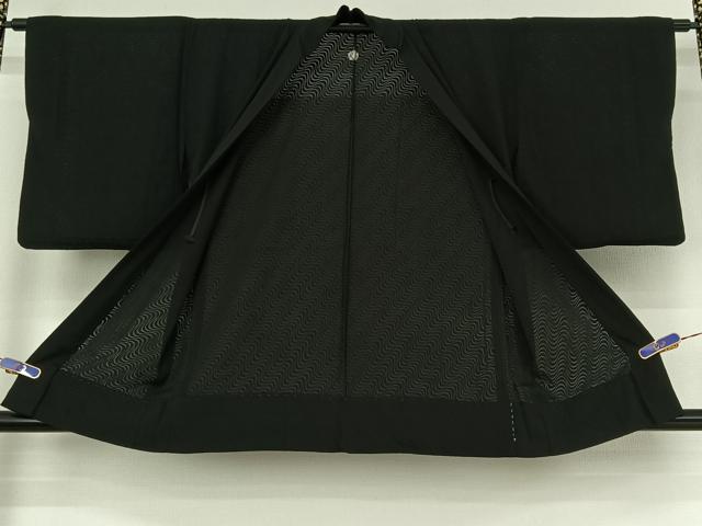 平和屋着物▽羽織 スリーシーズン 春夏秋 塵除け 流水地紋 暗黒色 黒地 正絹 逸品 AABI6973jh
