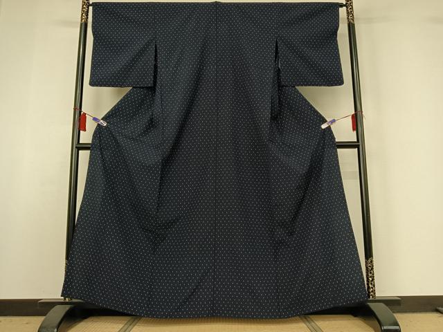 平和屋着物▽お召 単衣 蚊絣 正絹 逸品 AABI6976jh