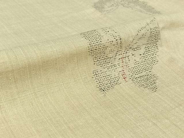 平和屋着物▽結城紬 単衣 80亀甲 舞蝶文 正絹 逸品 AABI6981jh