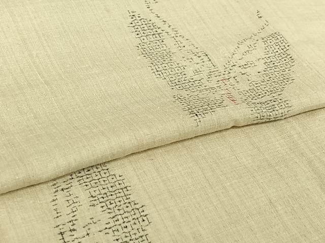 平和屋着物▽結城紬 単衣 80亀甲 舞蝶文 正絹 逸品 AABI6981jh