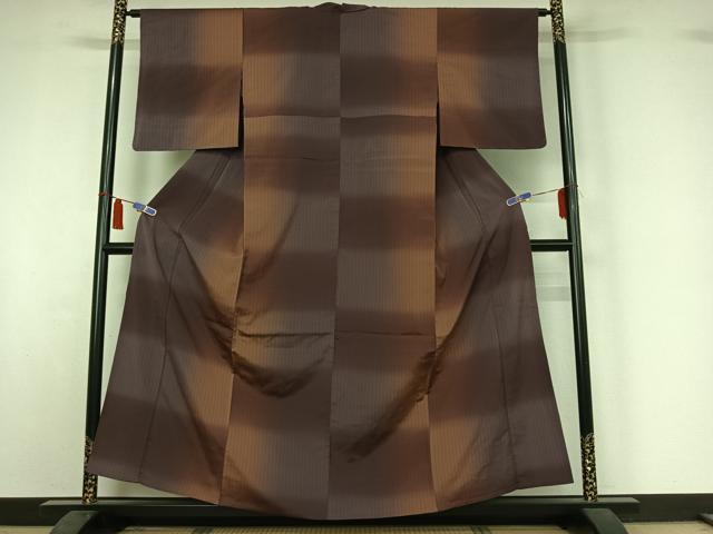 平和屋着物▽上質な小紋 単衣 紬地 霞文 正絹 逸品 AABI6983jh