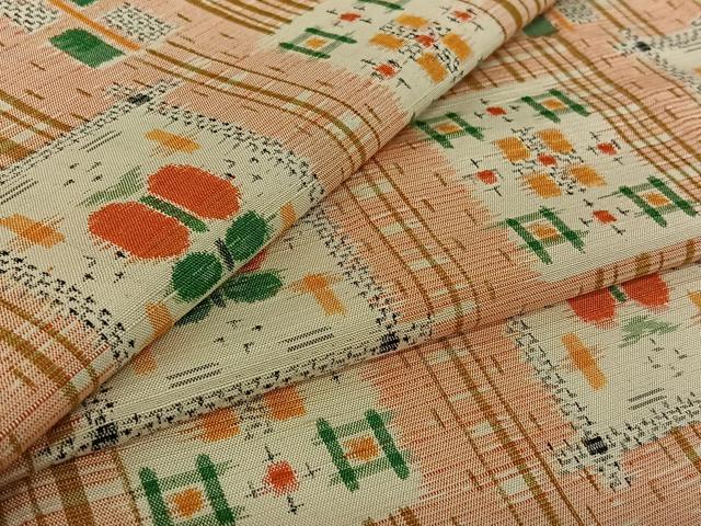 平和屋着物▽上質な紬 単衣 遠州椿 正絹 逸品 AABI6986jh