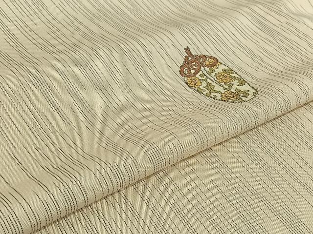 平和屋着物▽上質な紬 単衣 陶器花文 正絹 逸品 AABI6987jh