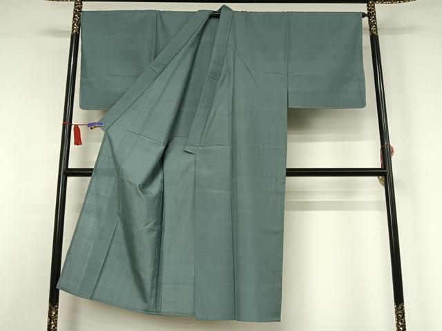 平和屋着物▽男性 紬 単衣 湊鼠色 正絹 逸品 AABI6997jh