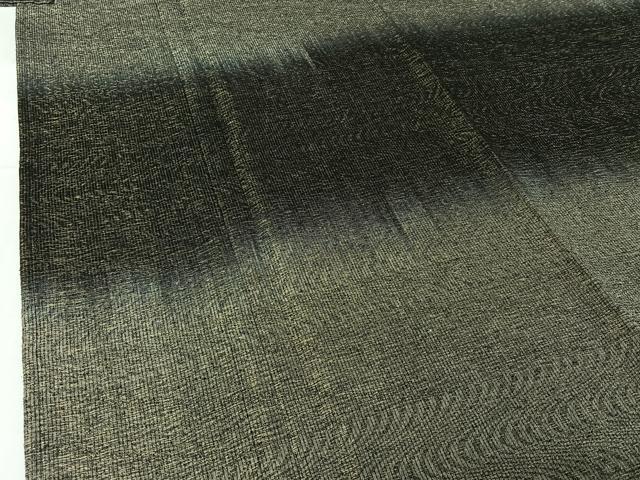 平和屋着物▽ひなや工房 くむ・あむ・おる 伊豆蔵明彦 お召 単衣 横段文 金通し地 正絹 逸品 AABI6998jh