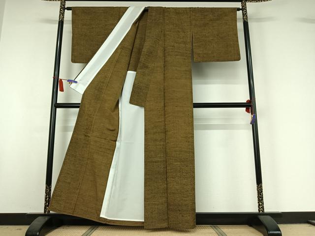 平和屋着物▽上質な紬 単衣 霞文 正絹 逸品 AABI6999jh