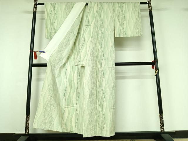 平和屋着物▽上質な紬 単衣 立涌文 正絹 逸品 AABI7000jh
