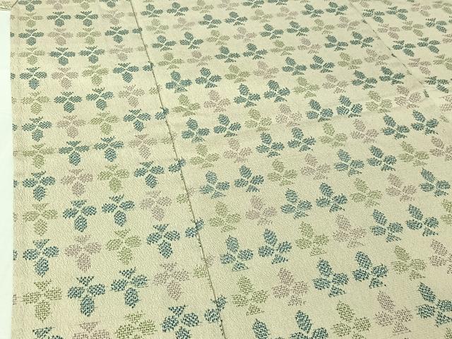 平和屋着物▽本塩沢 単衣 幾何学文様 正絹 逸品 AABI7001jh