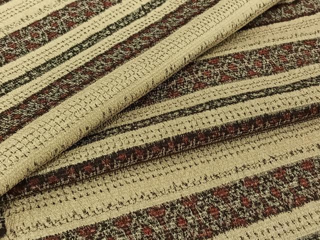 平和屋着物▽本塩沢 単衣 横段文 正絹 逸品 AABI7002jh
