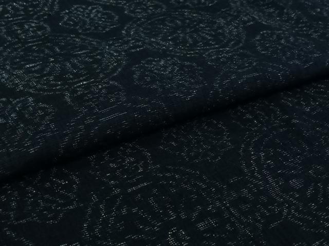 平和屋着物▽結城ちぢみ 単衣 正倉院花文 正絹 逸品 AABI7003jh