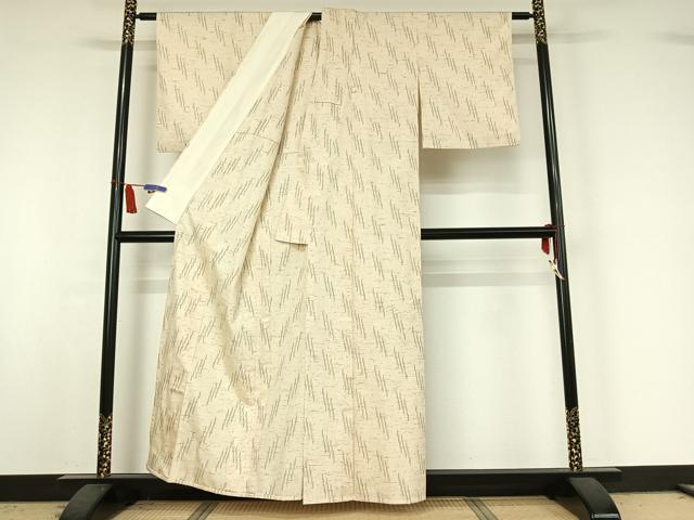 平和屋着物▽ぜんまい紬 単衣 絣柄 正絹 逸品 AABI7015jh