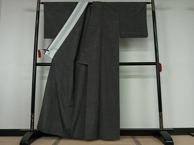 平和屋着物▽本塩沢 単衣 110亀甲 草花文 正絹 逸品 AABI7023jh