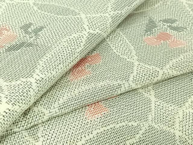 平和屋着物▽上質な紬 単衣 草花文 正絹 逸品 AABI7025jh