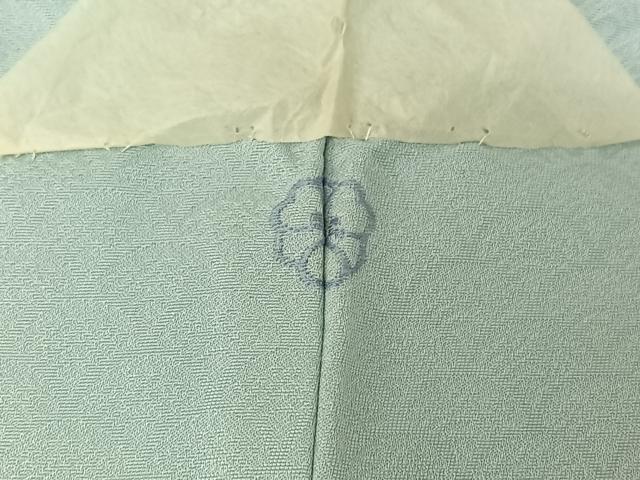 平和屋着物▽無地絵羽訪問着 単衣 青海波地紋 秘色色 正絹 逸品 AABI7026jh