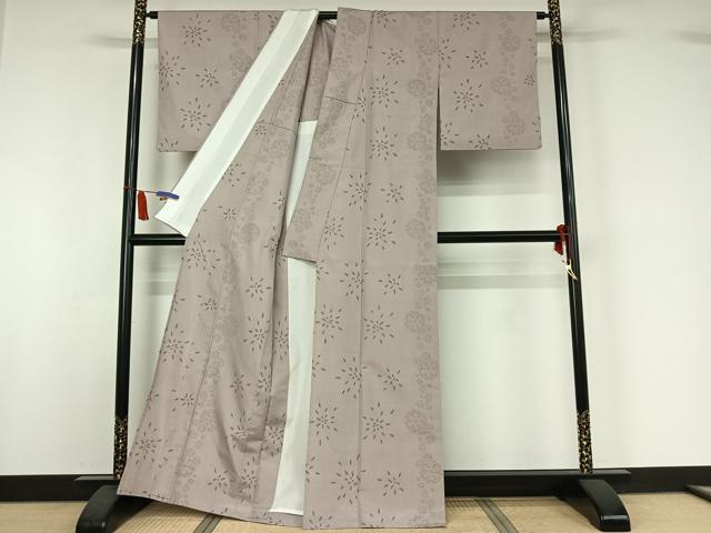 平和屋着物▽結城紬 単衣 飛び亀甲柄 正絹 逸品 AABI7030jh