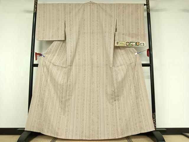 平和屋着物▽本塩沢 単衣 吉祥花間道 証紙付き 正絹 逸品 AABI7038jh