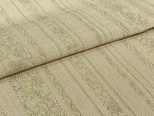 平和屋着物▽本塩沢 単衣 吉祥花間道 証紙付き 正絹 逸品 AABI7038jh