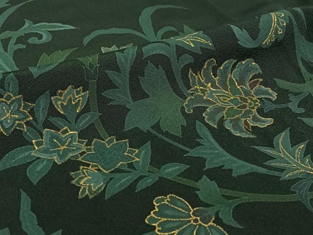 平和屋着物▽訪問着 単衣 草花文 金彩 正絹 逸品 AABI7039jh