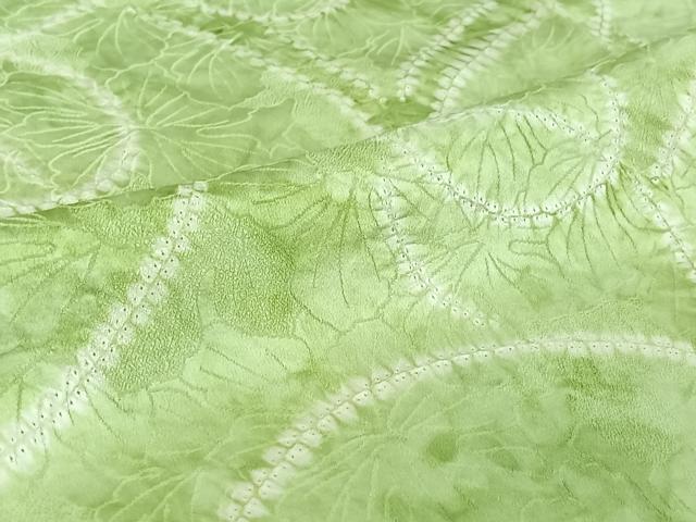 平和屋着物▽上質な小紋 単衣 絞り 草葉文 正絹 逸品 AABI7040jh