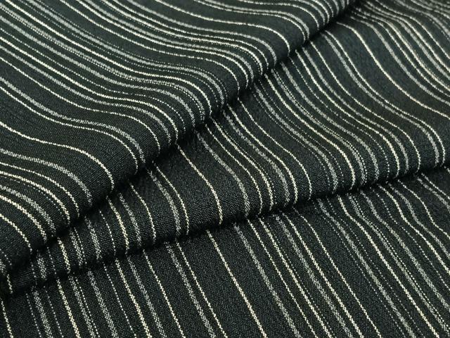 平和屋着物▽お召 単衣 縞 正絹 逸品 AABI7043jh