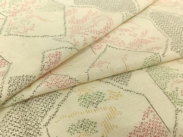 平和屋着物▽上質な紬 単衣 亀甲花文 正絹 逸品 AABI7053jh
