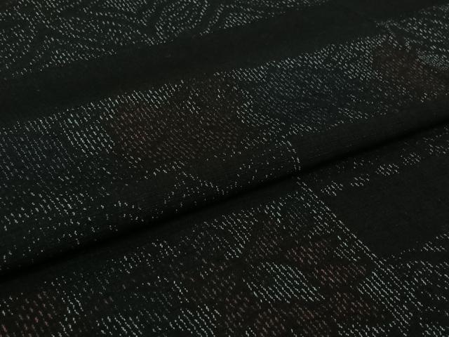 平和屋着物▽本真綿結城紬 単衣 横段花文 証紙付き 正絹 逸品 AABI7059jh