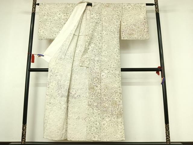 平和屋着物▽訪問着 単衣 手描き 花尽くし文 暈し染め 金彩 正絹 逸品 AABI7064jh