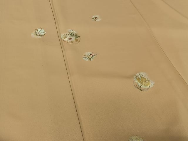 平和屋着物▽訪問着 単衣 竹屋町刺繍 花蝶文 金糸 正絹 逸品 AABI7068jh