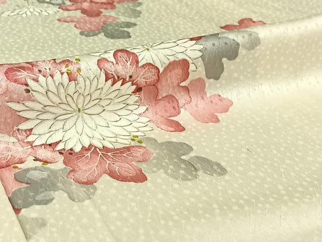 平和屋着物▽上質な小紋 単衣 手描き 草花文 正絹 逸品 AABI7071jh