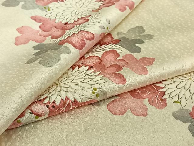 平和屋着物▽上質な小紋 単衣 手描き 草花文 正絹 逸品 AABI7071jh