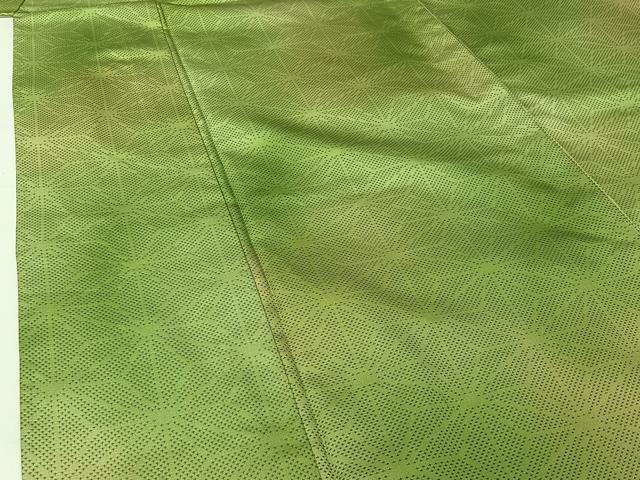 平和屋着物▽上質な小紋 単衣 麻の葉文様 暈し染め 正絹 逸品 AABI7072jh