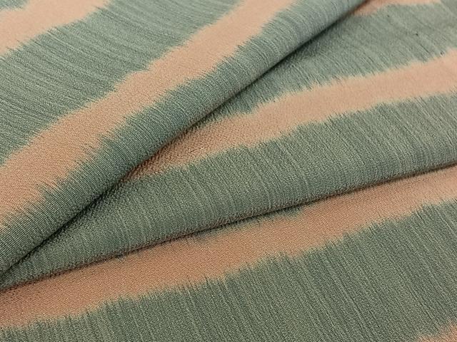 平和屋着物▽お召 単衣 横段文 正絹 逸品 AABI7073jh
