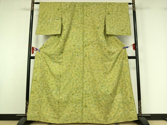 平和屋着物▽上質な小紋 単衣 風景文 正絹 逸品 AABI7074jh
