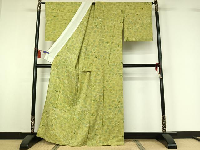 平和屋着物▽上質な小紋 単衣 風景文 正絹 逸品 AABI7074jh