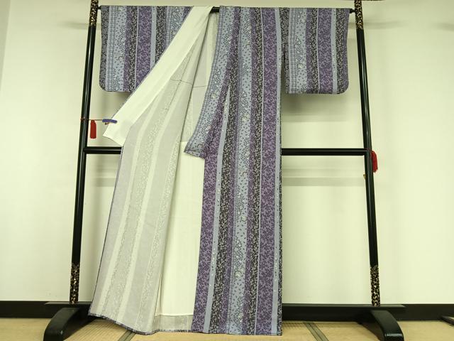 平和屋着物▽上質な小紋 単衣 雪輪花間道 兎 正絹 逸品 AABI7079jh