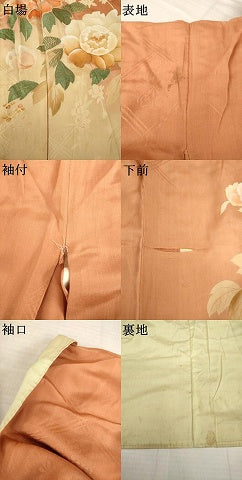 平和屋着物●アンティーク 大正ロマン 色留訪問着 刺繍 花籬文 暈し染め 正絹 逸品 AABI7087ck