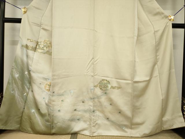 平和屋着物●訪問着 雪輪孔雀羽文 暈し染め 金銀彩 正絹 逸品 AABI7092ck