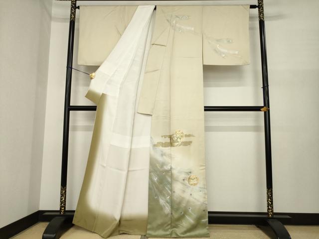 平和屋着物●訪問着 雪輪孔雀羽文 暈し染め 金銀彩 正絹 逸品 AABI7092ck