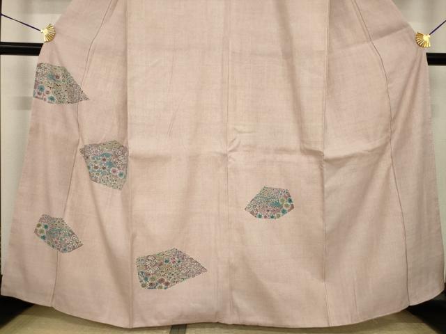 平和屋着物●訪問着 生紬地 草花文 正絹 逸品 AABI7094ck