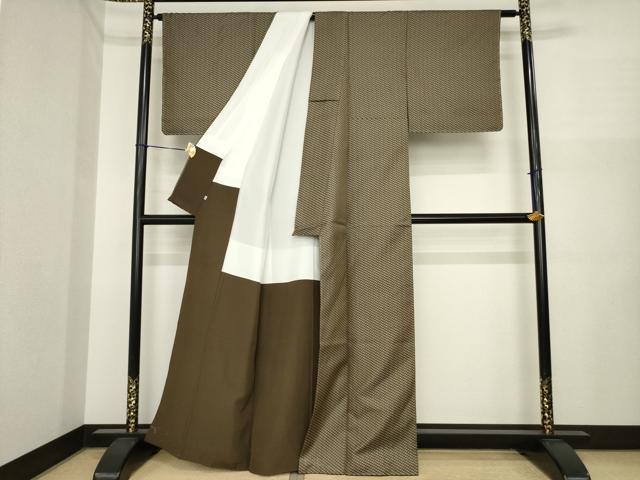 平和屋着物●お召 幾何学文様 正絹 逸品 AABI7100ck