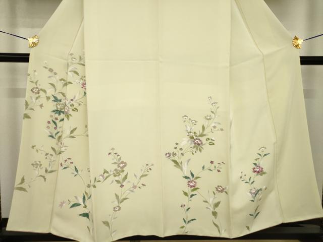 平和屋着物●訪問着 手描き 草花文 金彩 正絹 逸品 AABI7101ck