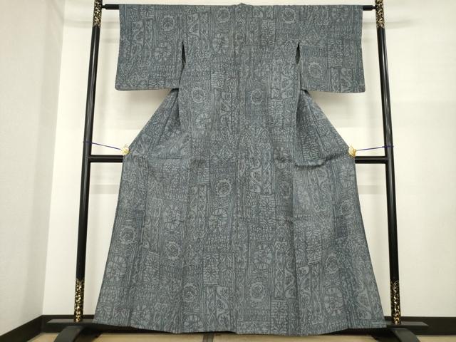 平和屋着物*夏物 小紋 飾花文 ちぢみ織 AABI7111ck