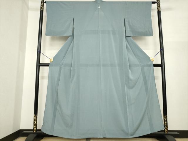平和屋着物*夏物 色無地 絽縮緬 藍鼠色 正絹 逸品 AABI7136ck