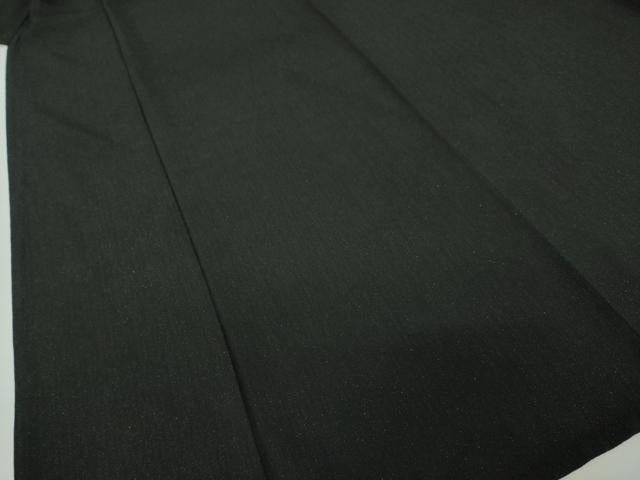 平和屋着物▽上質な色無地 単衣 黒色 銀通し地 正絹 逸品 AABI7158ck