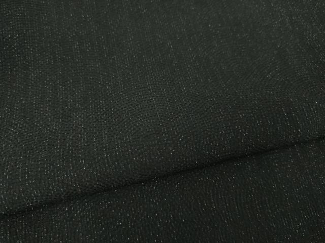 平和屋着物▽上質な色無地 単衣 黒色 銀通し地 正絹 逸品 AABI7158ck