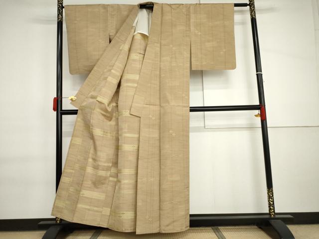 平和屋着物▽上質な紬 単衣 琉球絣文様 正絹 逸品 AABI7162cs