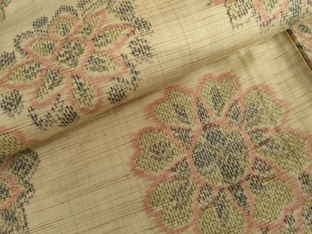 平和屋着物▽上質な紬 単衣 舞花文 正絹 逸品 AABI7167cs