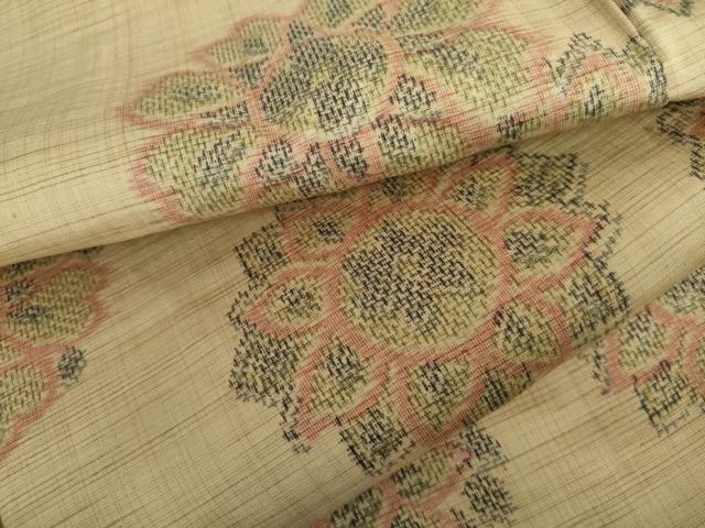 平和屋着物▽上質な紬 単衣 舞花文 正絹 逸品 AABI7167cs