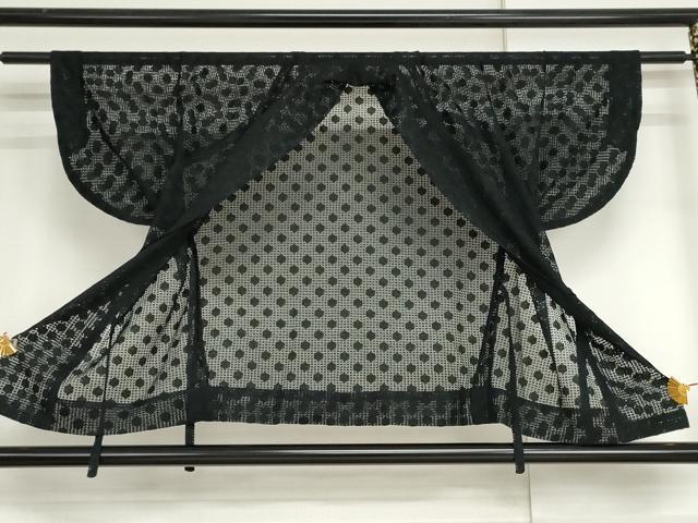 平和屋着物▽道中着 スリーシーズン 春夏秋 塵除け 黒地 正絹 逸品 AABI7183cs